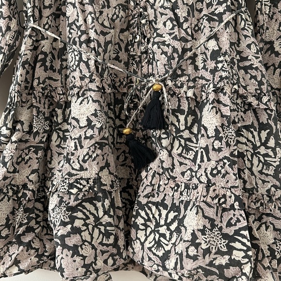 Cleobella Mylah Mini Dress Size Medium Ruffle Floral Organic Cotton Button Down - Picture 7 of 16